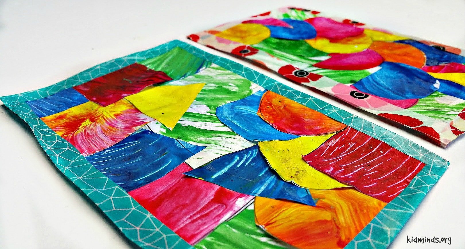 Marvelous Textured Paint Collage: shapes, colors, and fine motor practice.  It’s easy and really fun for kids of all ages to play with textures and make collages, combing these two into one project simply doubles the fun. 