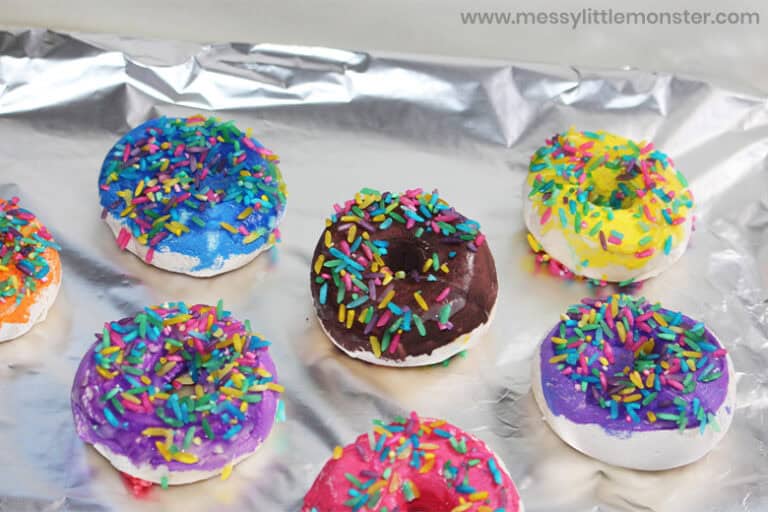 Examples of salt dough donut crafts.
