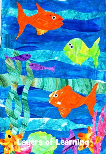 This may contain: an art project for kids with colorful paper and watercolors on the ocean floor