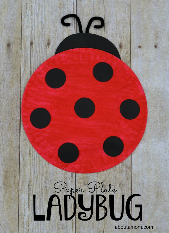 This may contain: a paper plate ladybug craft with the words paper plate ladybug on it