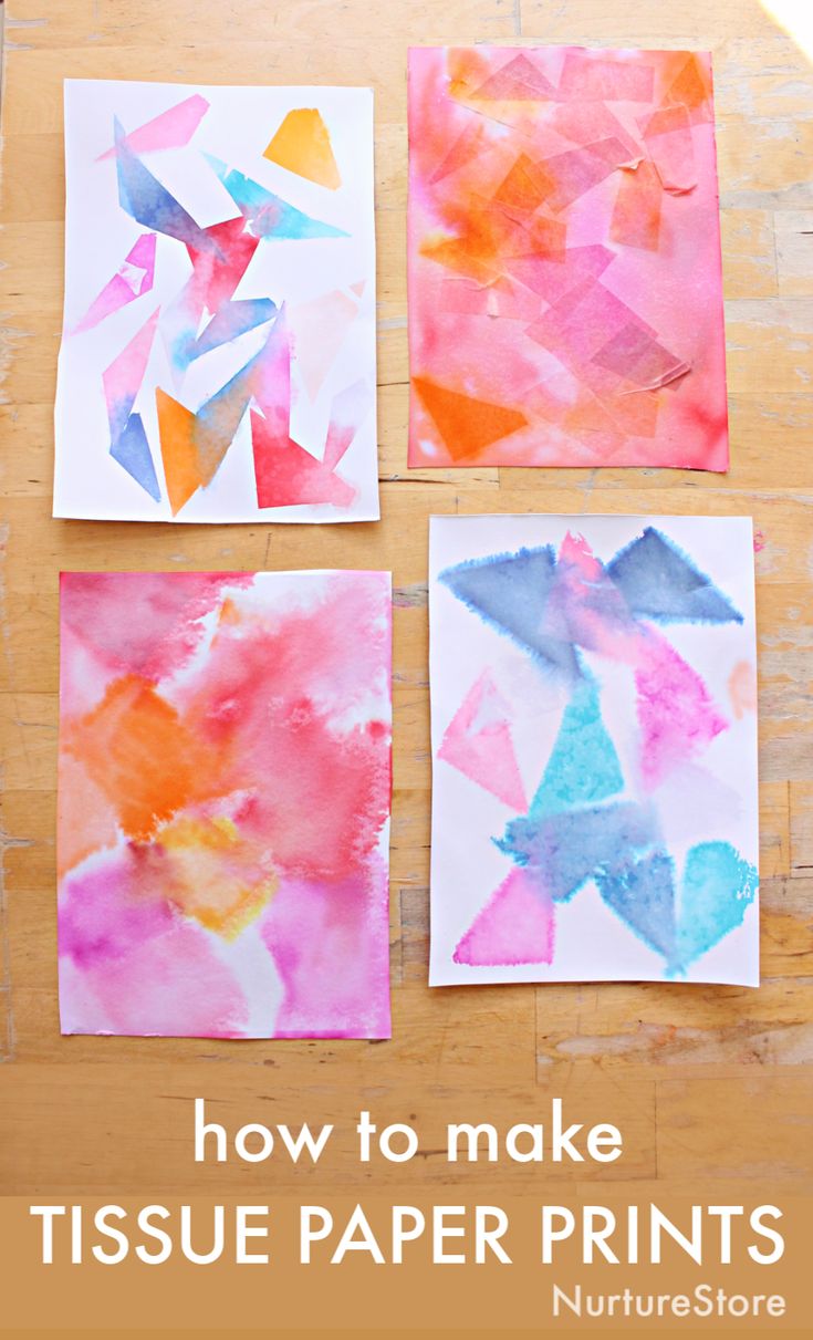 This may contain: four pieces of paper that have been made to look like colorful geometric shapes on them