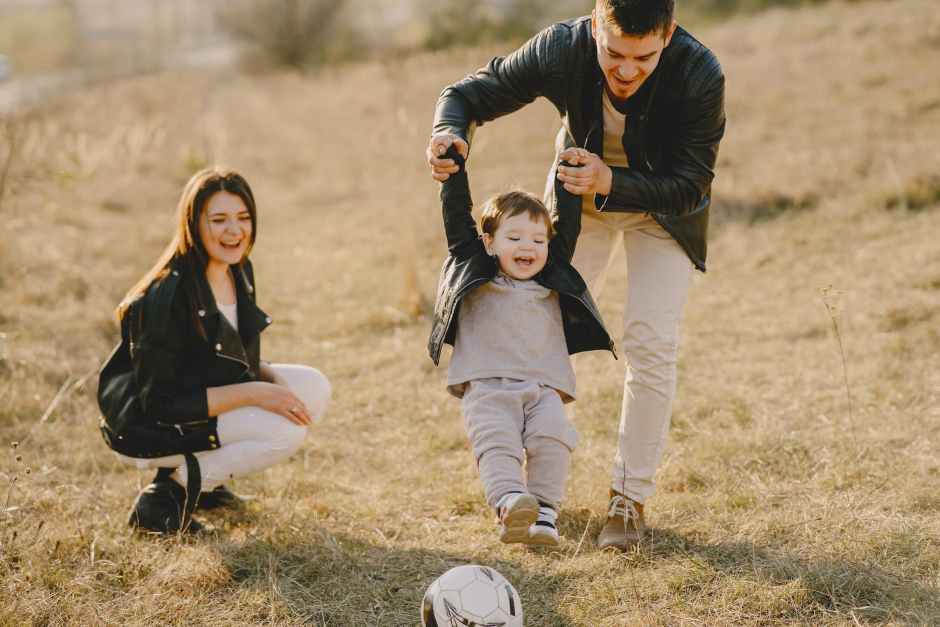photo of family having fun with soccer ball - learning with your child