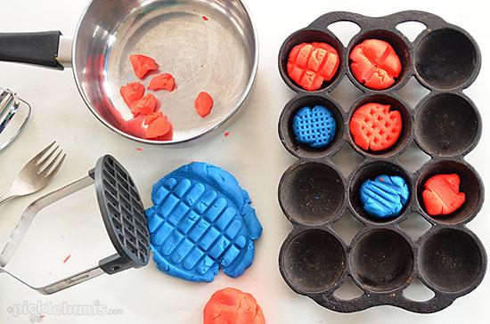 Six More Simple Play Dough Activities - play dough and kitchen utensils