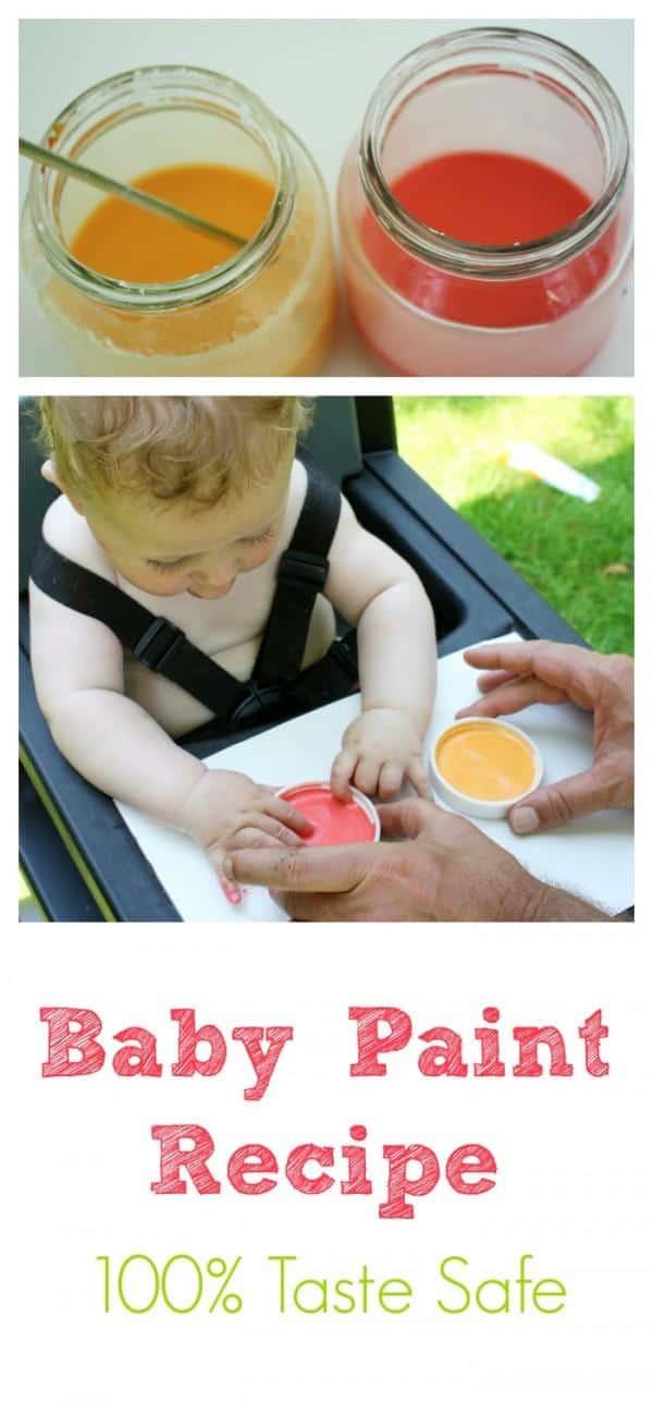 Make your Own Baby Paint - completely taste safe and so much fun! Great sensory art activity for baby!