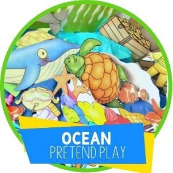 Ocean Life Sensory Bin with Free Printable Scenery