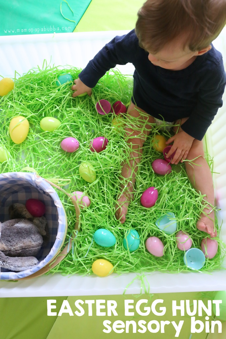 Easter Egg Hunt Sensory Bin | Mama Papa Bubba