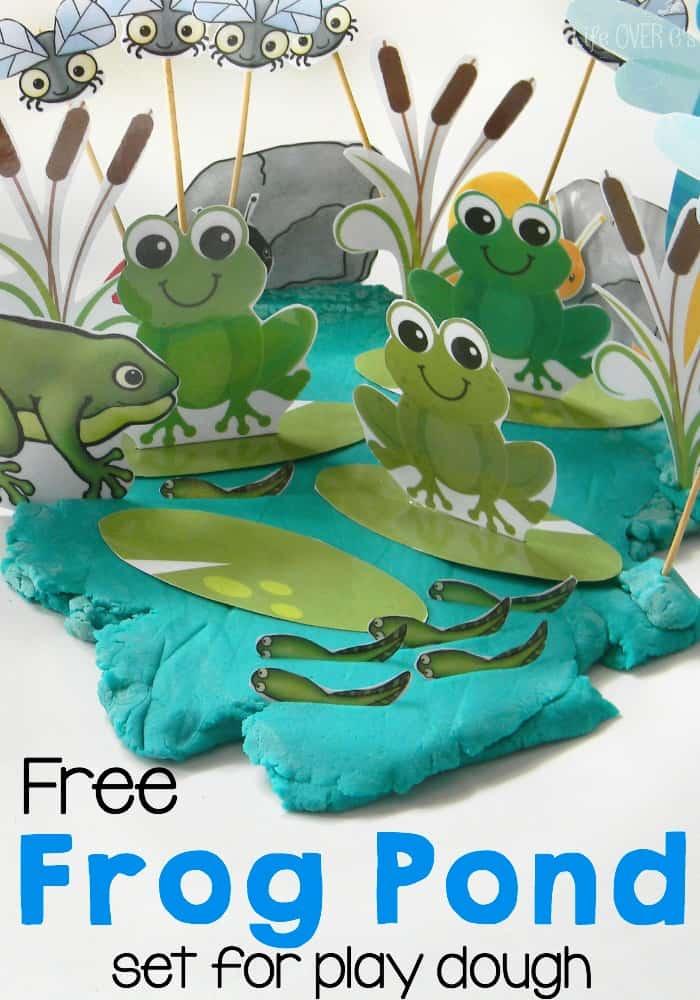 free frog pond printable set for play dough