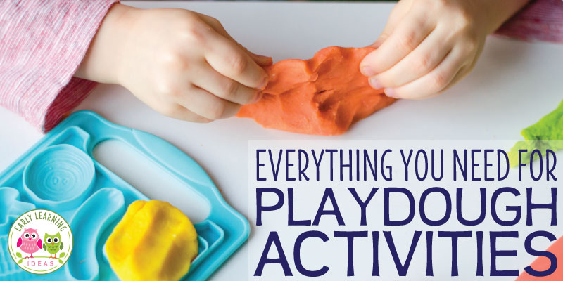 Find everything you need for playdough activities in your classroomor. Learn about the benefits of playdough, the best playdough tools, ideas for mix-ins, ideas for invitations to play, plus find printable playdough mats. A great resource to get ideas for your playdough center or station in your preschool or pre-k classroom, or if you want to get fresh ideas for fine motor or sensory activities. #playdough #preschoolactivities