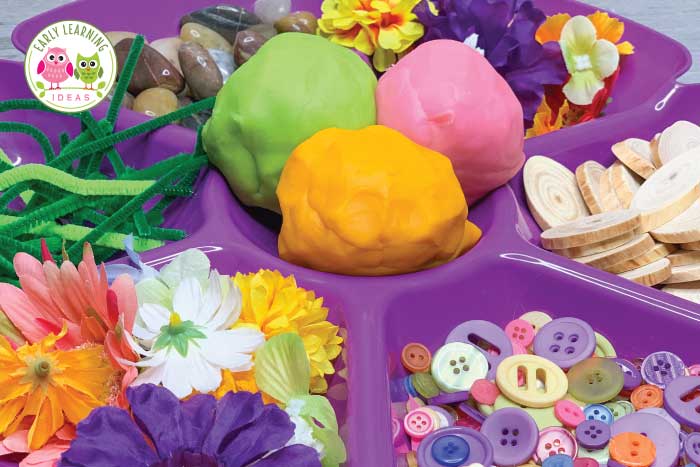 Flower Theme Playdough Tray