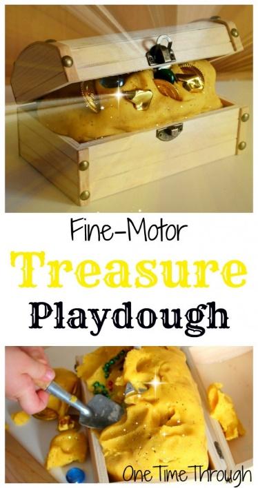 Fine Motor Treasure Playdough for kids