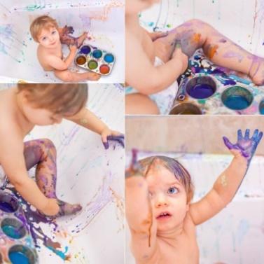 Toddler Paint Bath Mess