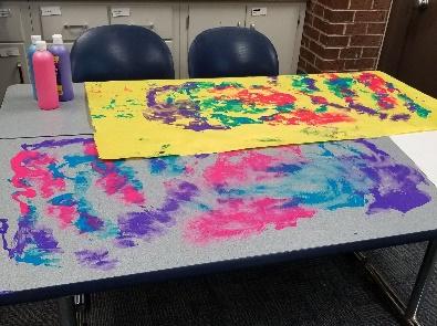 Finger Painting on table top Materials: Paint, Paper Have different colors  of paint laid out and let children mix the paint … | Finger painting,  Painting, Group art