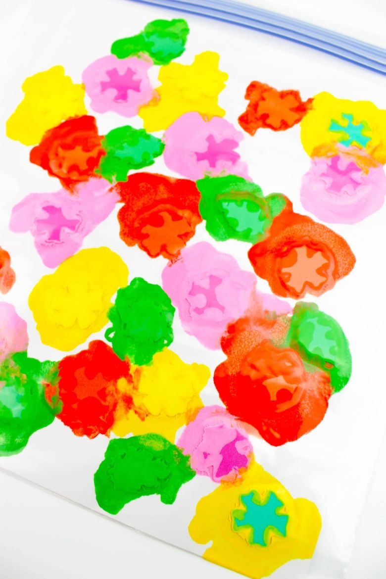 Mess free flower painting - no mess bag painting