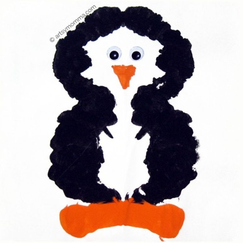 Penguin ink blot symmetry craft