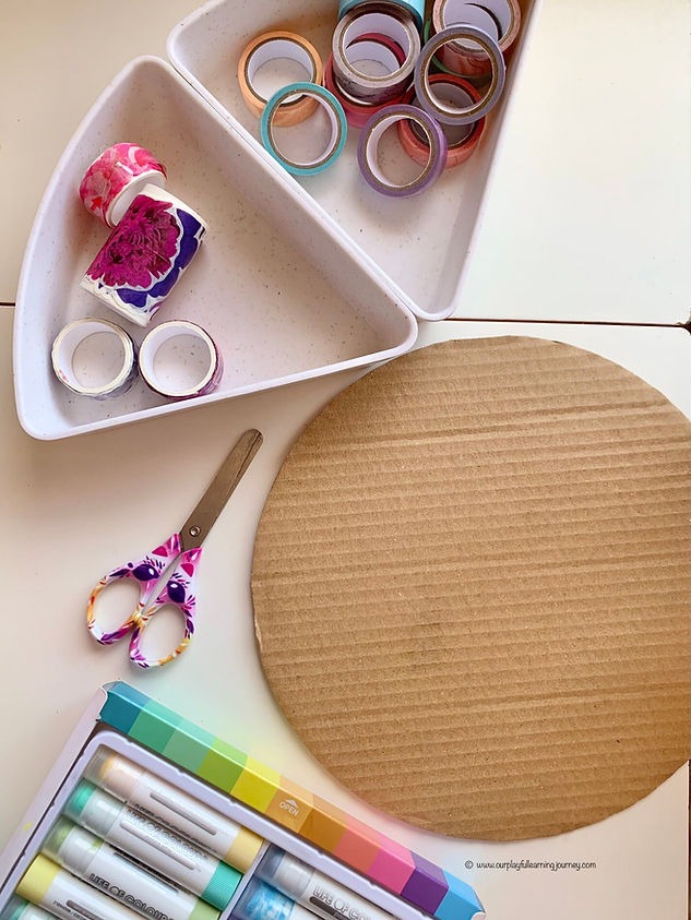 Simple art and craft ideas for kids - washi tape, paint sticks and cardboard