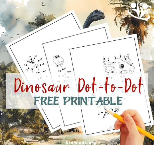 Let's embark on a prehistoric adventure! Our dinosaur-themed connect-the-dots worksheets turn learning into a roaring good time for all the little explorers out there. #kidsactivities #worksheets #printables #creativelearning #braingym #kidminds #laughingkidslearn #dinosaurs
