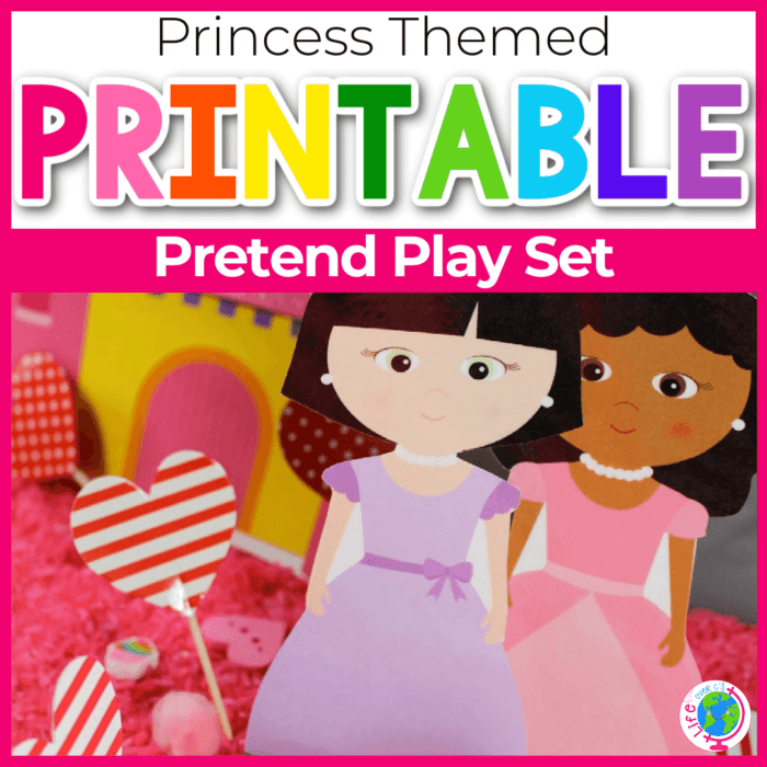 princess themed printable pretend play set for sensory bins and play dough