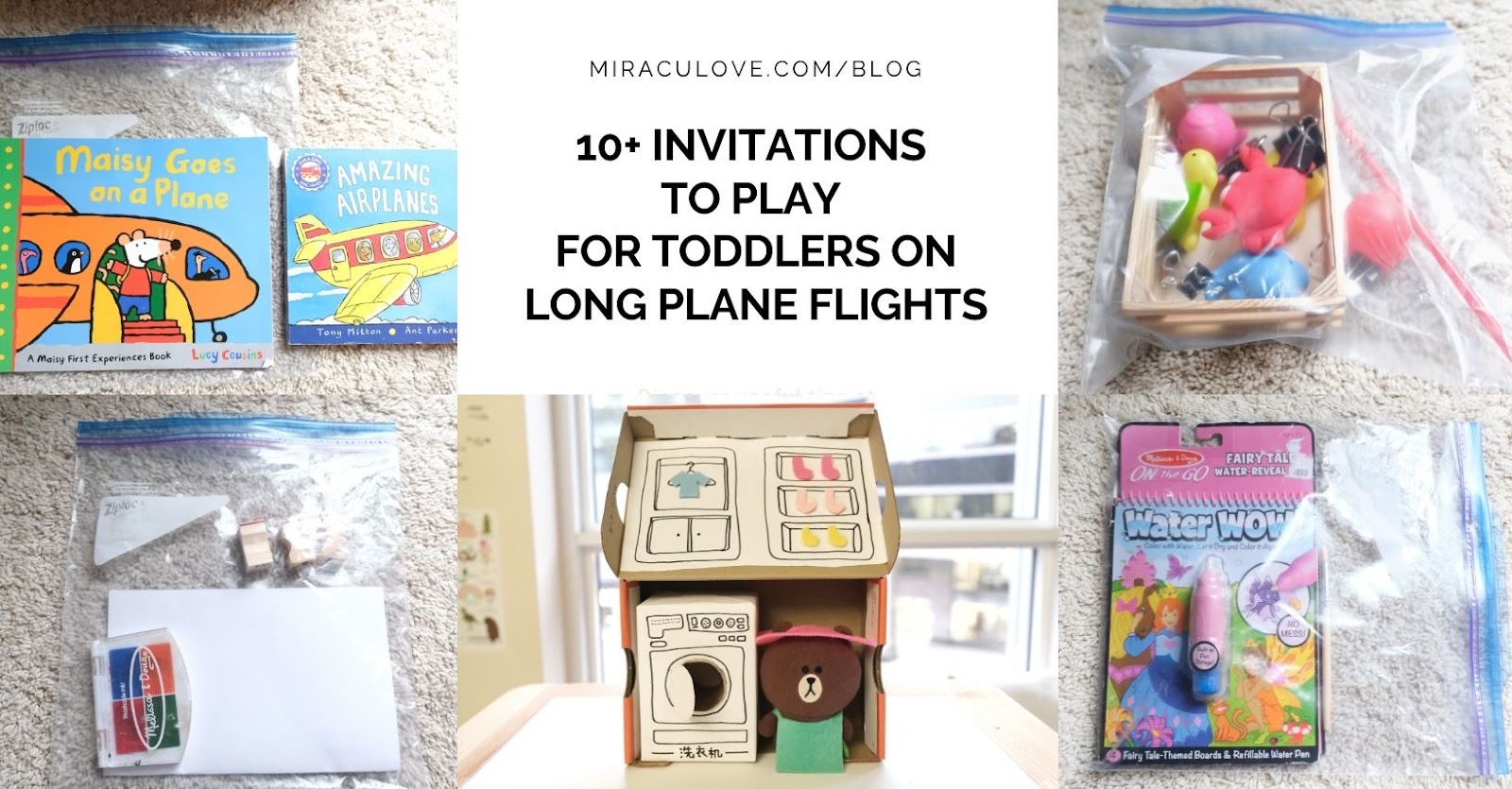 Featured image for 10+ Invitations to Play for Toddlers on Long Plane Flights
