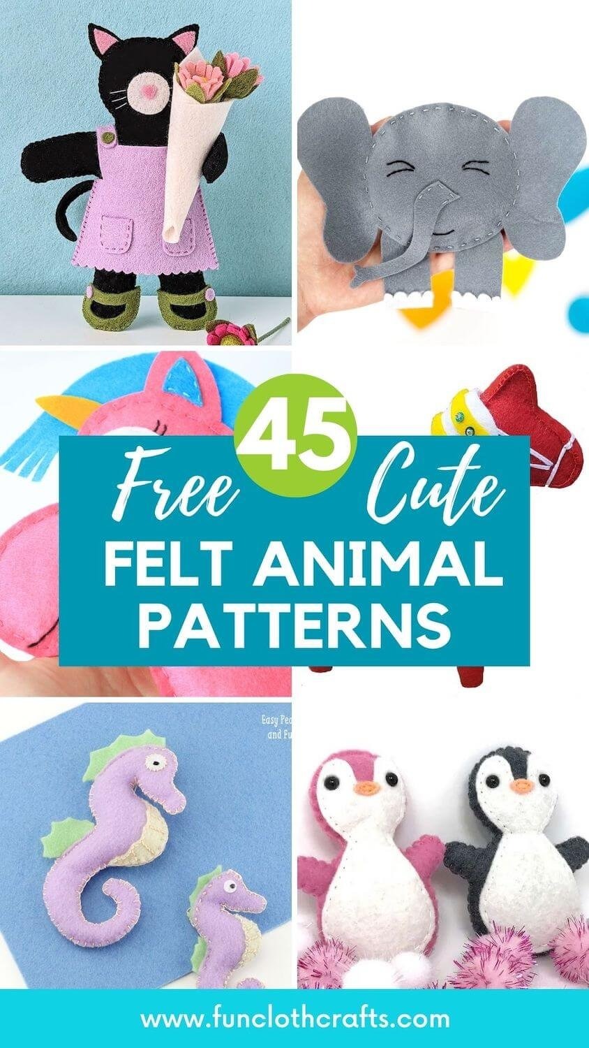 45 free and cute felt animal patterns for you to make, a collection of animal free patterns