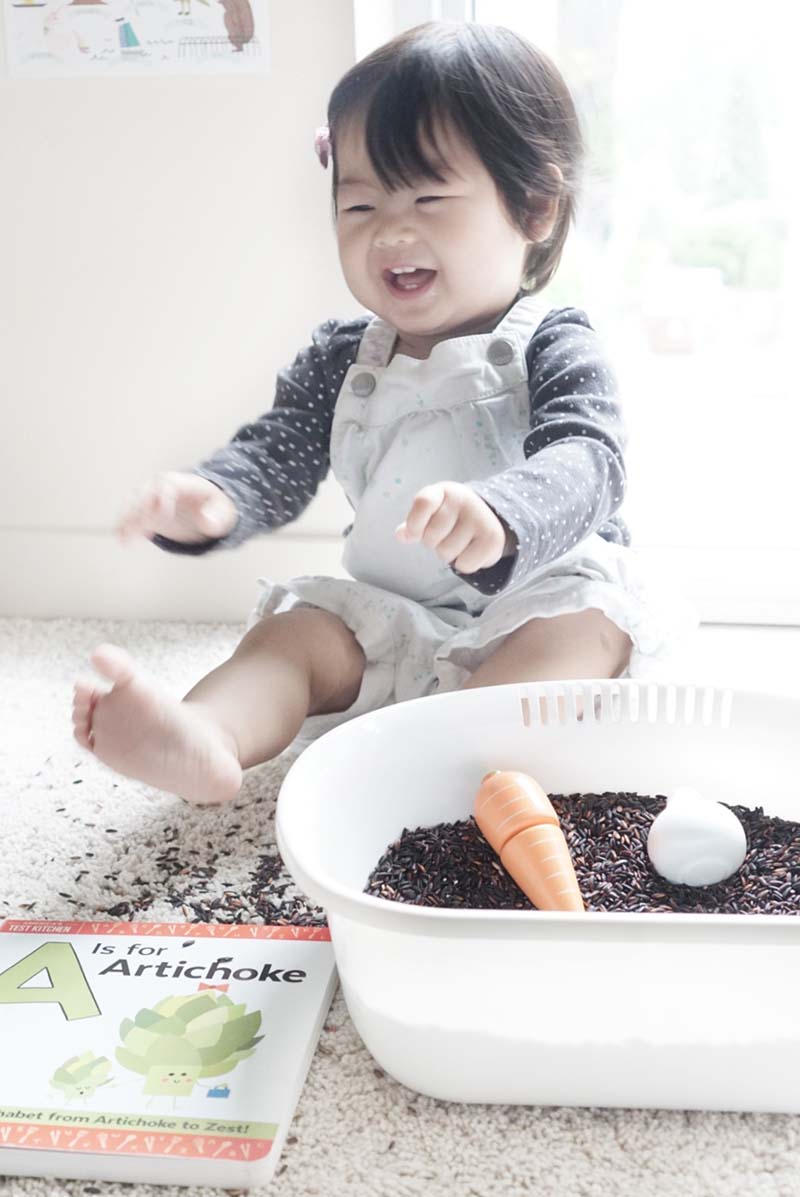 Vegetable Garden Sensory Bin for Toddlers