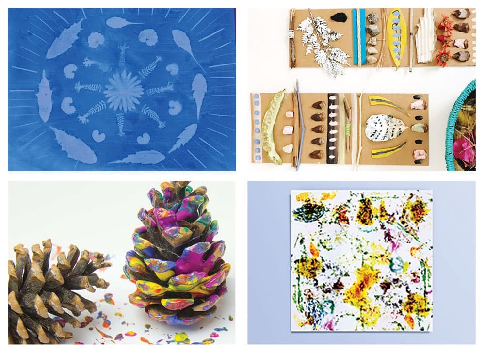 A collection of kids art projects using natural materials to help them explore new art mediums. | from barley & birch