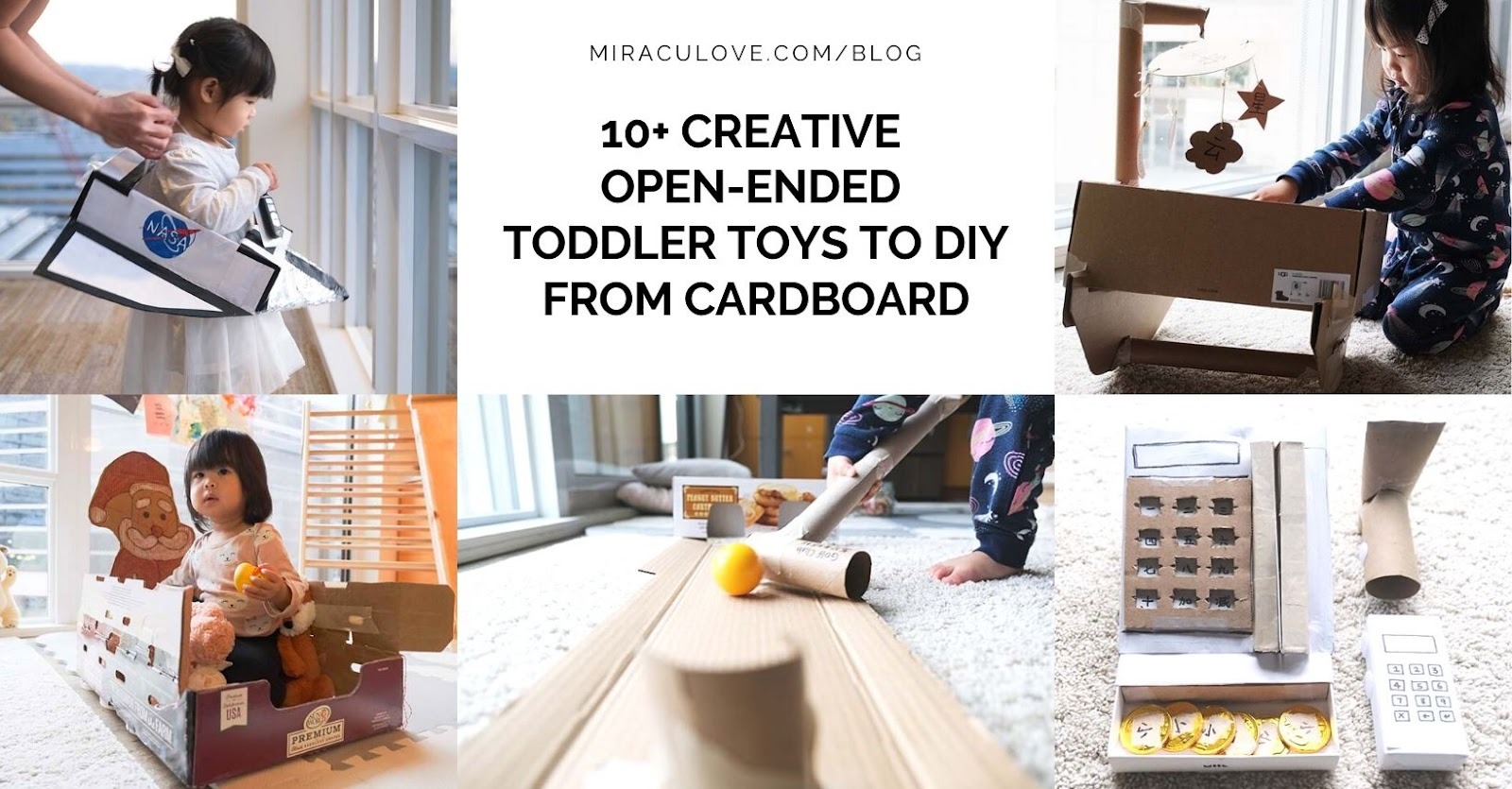 Featured image for 10+ Creative Open Ended Toddler Toys to DIY from Cardboard