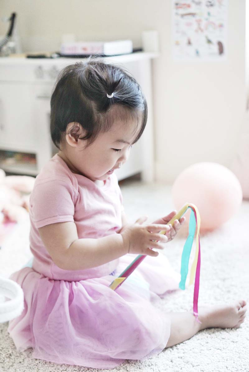 Easy Adorable No Sew Ribbon Wand for Toddlers with just a few simple crafting supplies