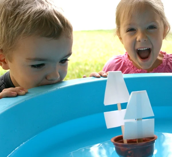 18 boat crafts for kids to make - 6 ways how to make a boat pictured in a collage including sponge boat crafts, folded paper boats, wax boats, cork boat crafts and more - Kids Activities Blog