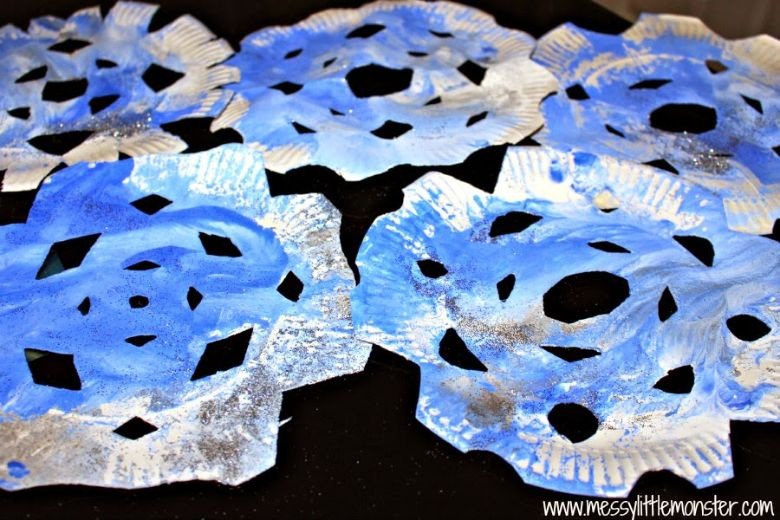No mess painting - paper plate snowflakes