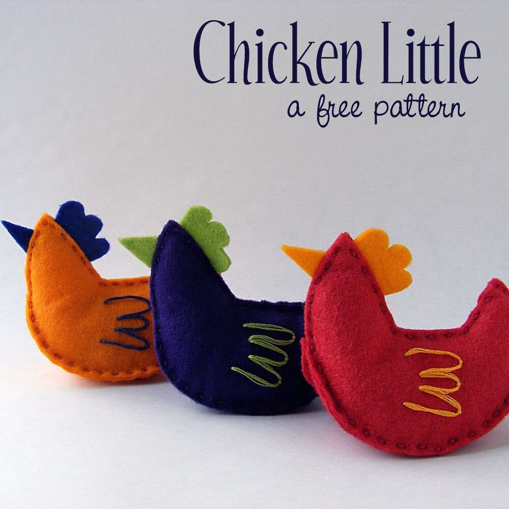free felt animal pattern for little chickens, three chickens