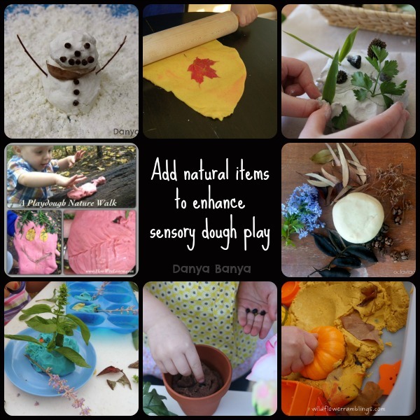Add natural items to enhance sensory dough play