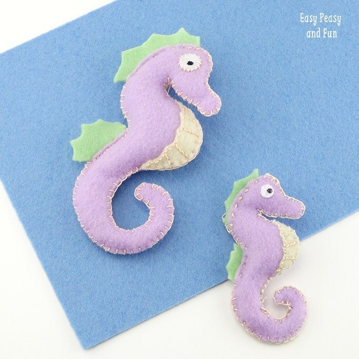 free felt animal pattern for seahorse felt toy, purple seahorse