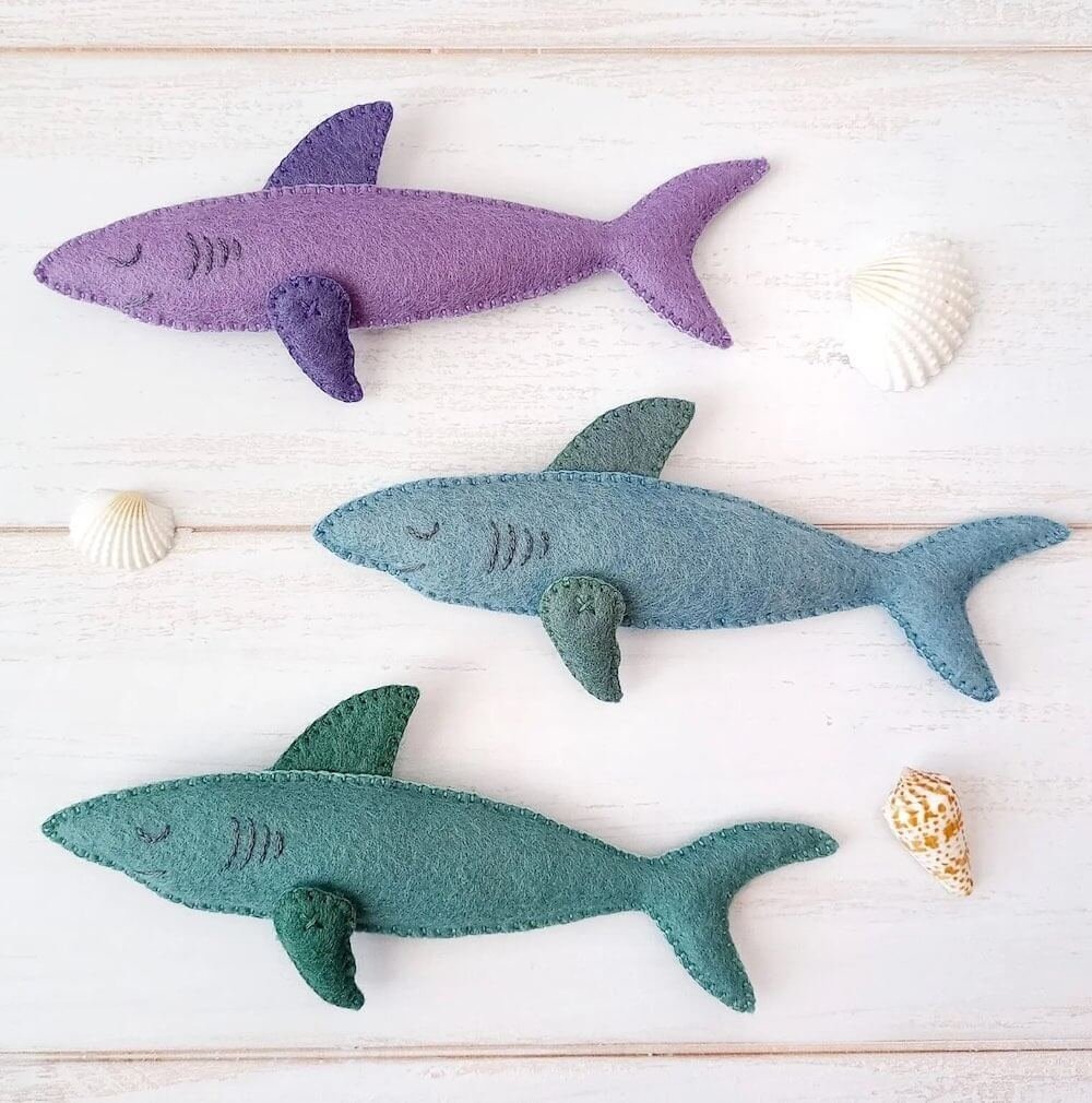 easy felt sharks animal patterns