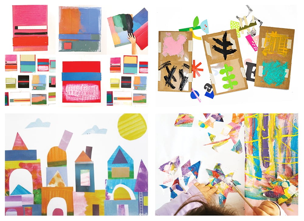 A collection of kids collage projects to help them explore new art mediums. | from barley & birch