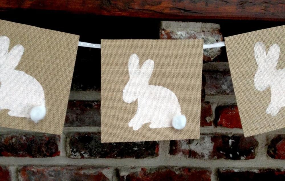 Burlap Easter Bunny Banner - free printable