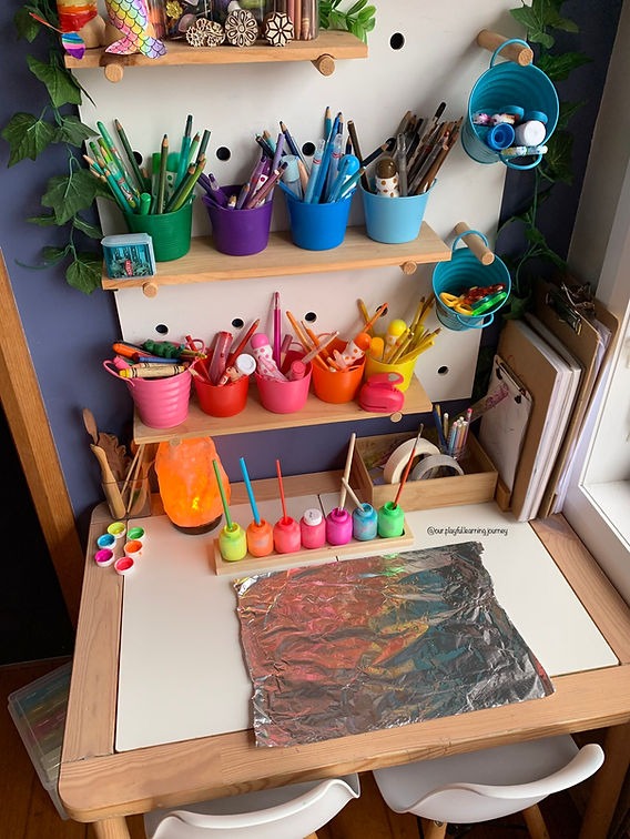 Simple Art ideas for kids - foil + Crayola paint. children's painting ideas