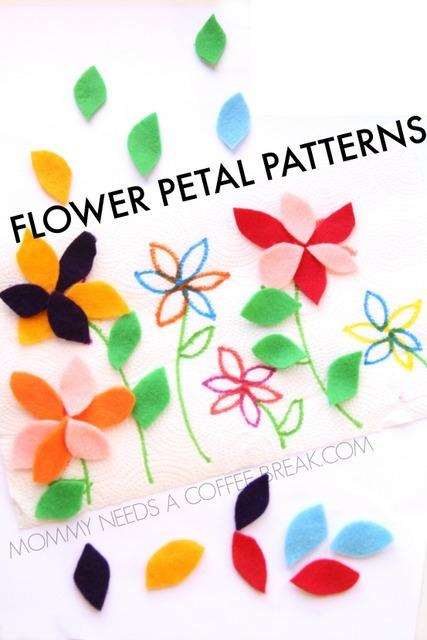 Flower petal pattern busy bag activities. Did you know felt can stick to a paper towel?