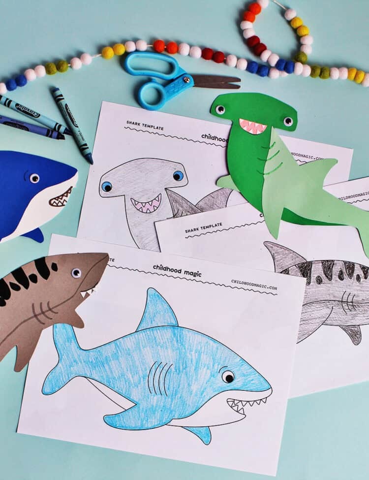 printable shark template for kids craft.