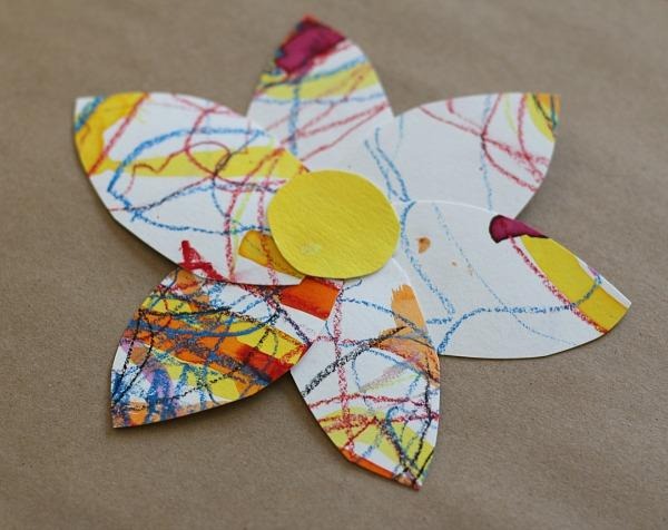Toddler Art: Colorful Watercolor and Oil Pastel Flowers- from Buggy and Buddy