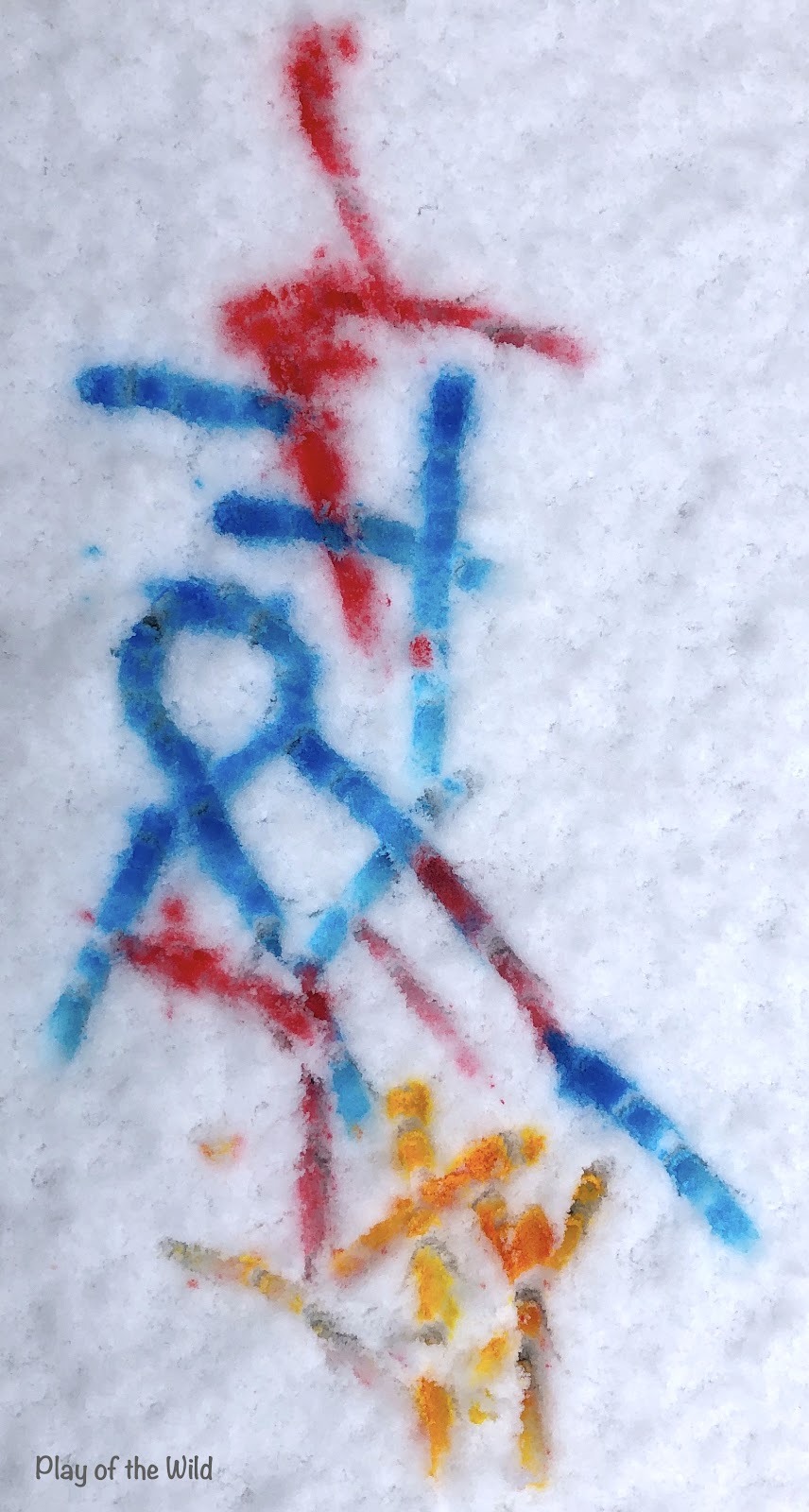 art in the snow. Mark making in the snow for children.