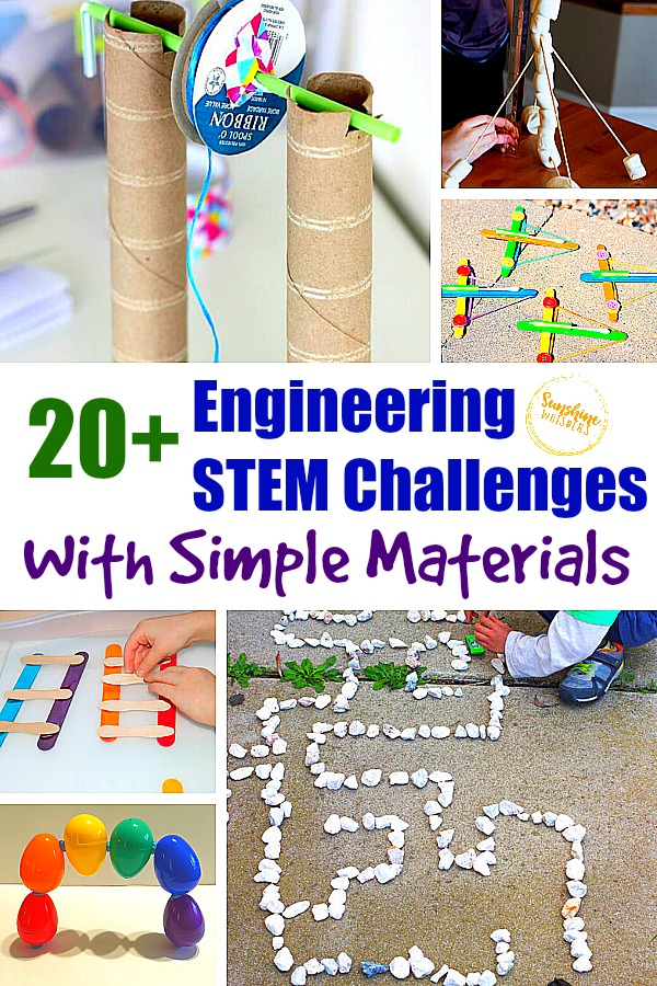 This may contain: the book cover for stem challenges with simple materials by sunshinene whipers and other projects
