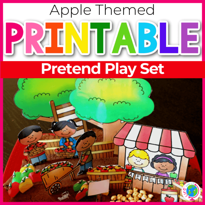 apple pretend play printable set for sensory play and play dough