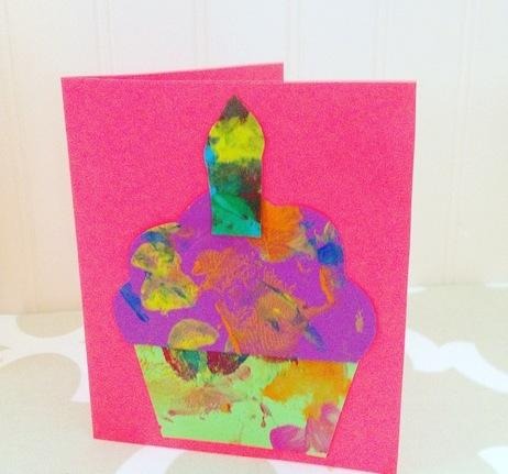 Childrens birthday card ideas - have them paint and then cut it into a card