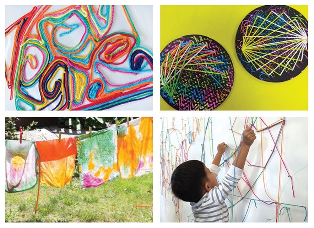 A collection of fabric and yarn kids art projects to help them explore new art mediums. | from barley & birch