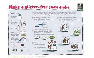 Glitter-free snow globe