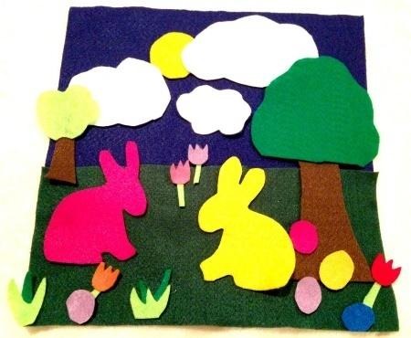 Easter Bunny Felt-scape for kids with free printable
