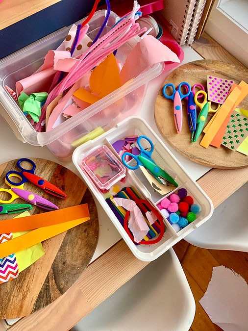 Art idea for kids - Fancy scissors from Kmart Australia + collage box. Art ideas for kids